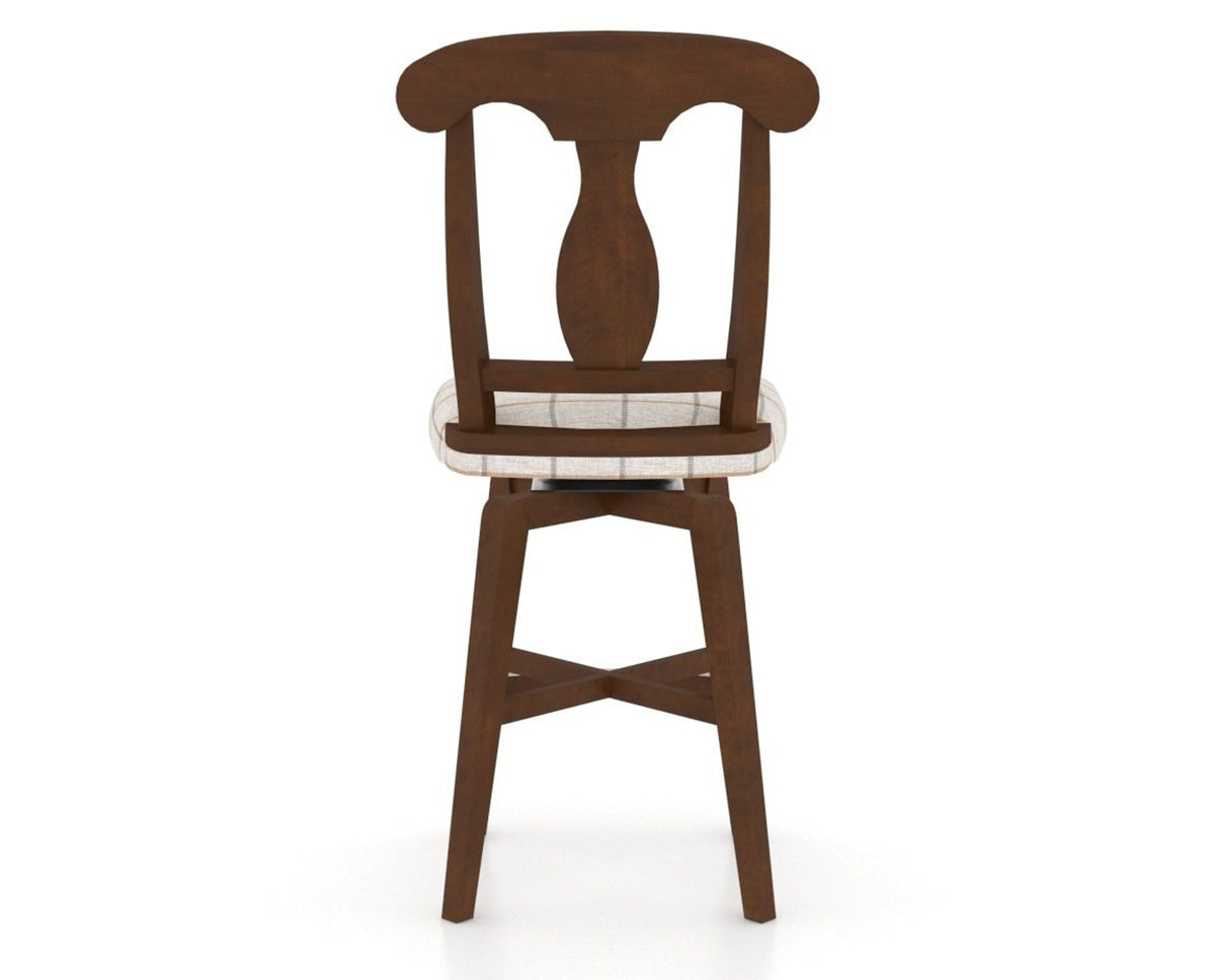 Canadel Swivel Counter Stool 7600 in OZ Fabric and 19 Cognac Washed, back view