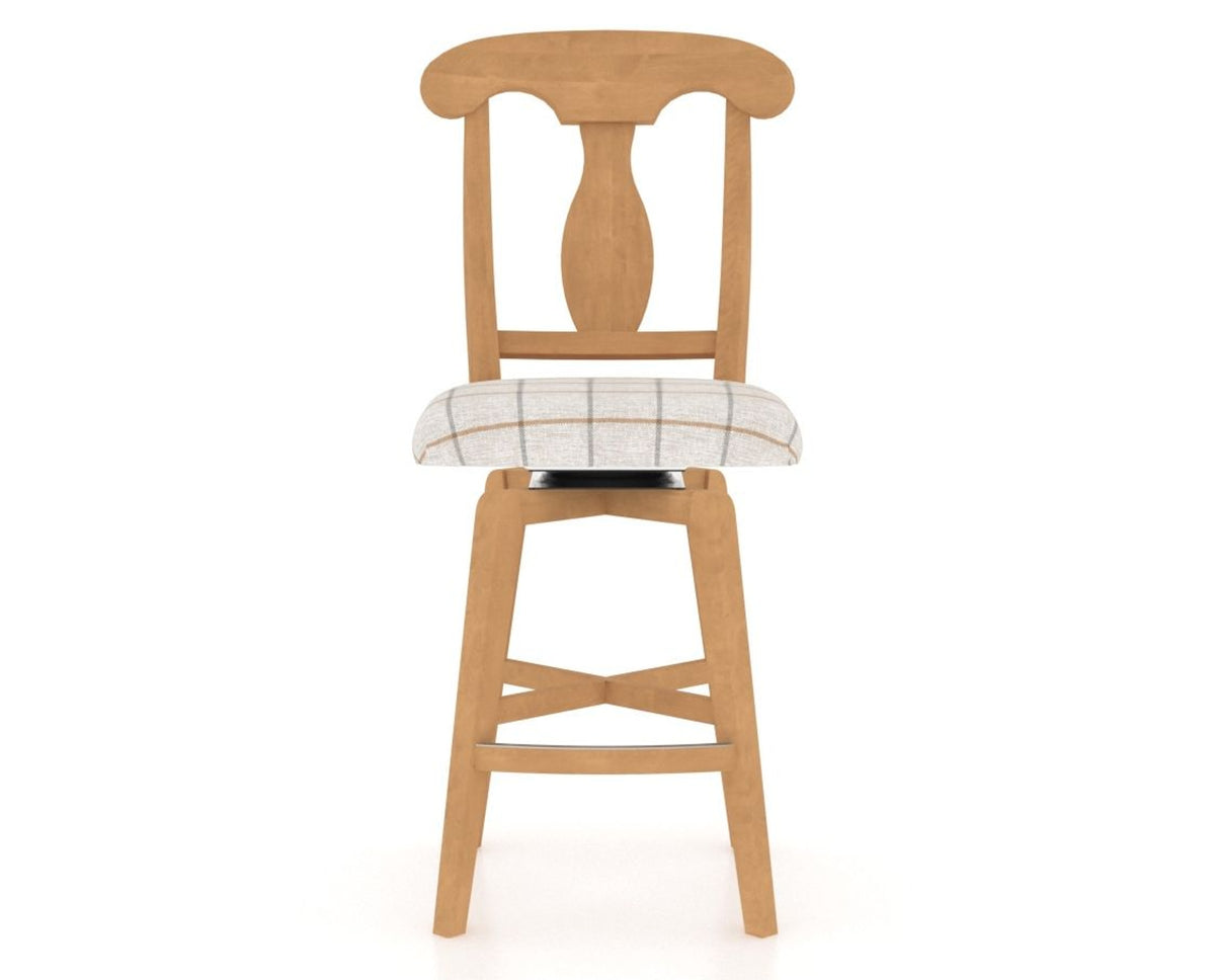 Canadel Swivel Counter Stool 7600 in OZ Fabric and 20 Caramel Washed, front view