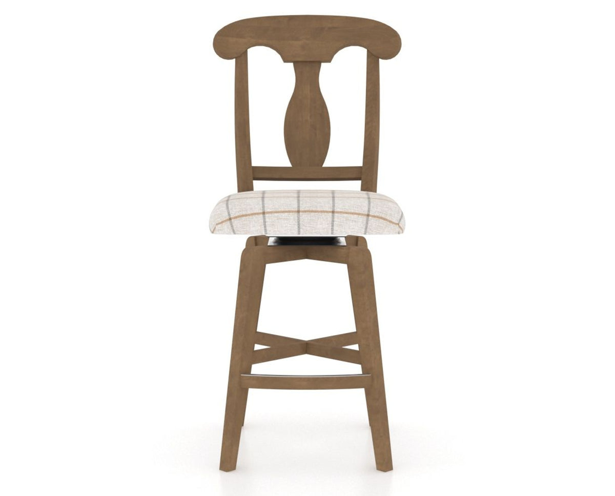 Canadel Swivel Counter Stool 7600 in OZ Fabric and 25 Pecan Washed, front view