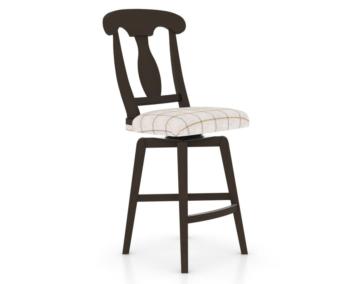 Canadel Swivel Counter Stool 7600 in OZ Fabric and 59 Davy's Grey, three-quarter view