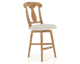 Canadel Champlain Swivel Counter Stool 7600 in TB Fabric and 01 Honey Washed, three-quarter view