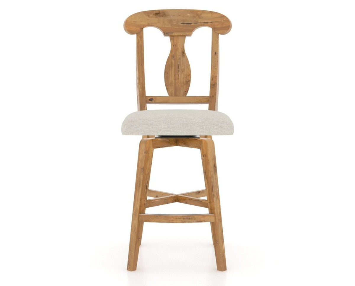 Canadel Champlain Swivel Counter Stool 7600 in TB Fabric and 01 Honey Washed, front view