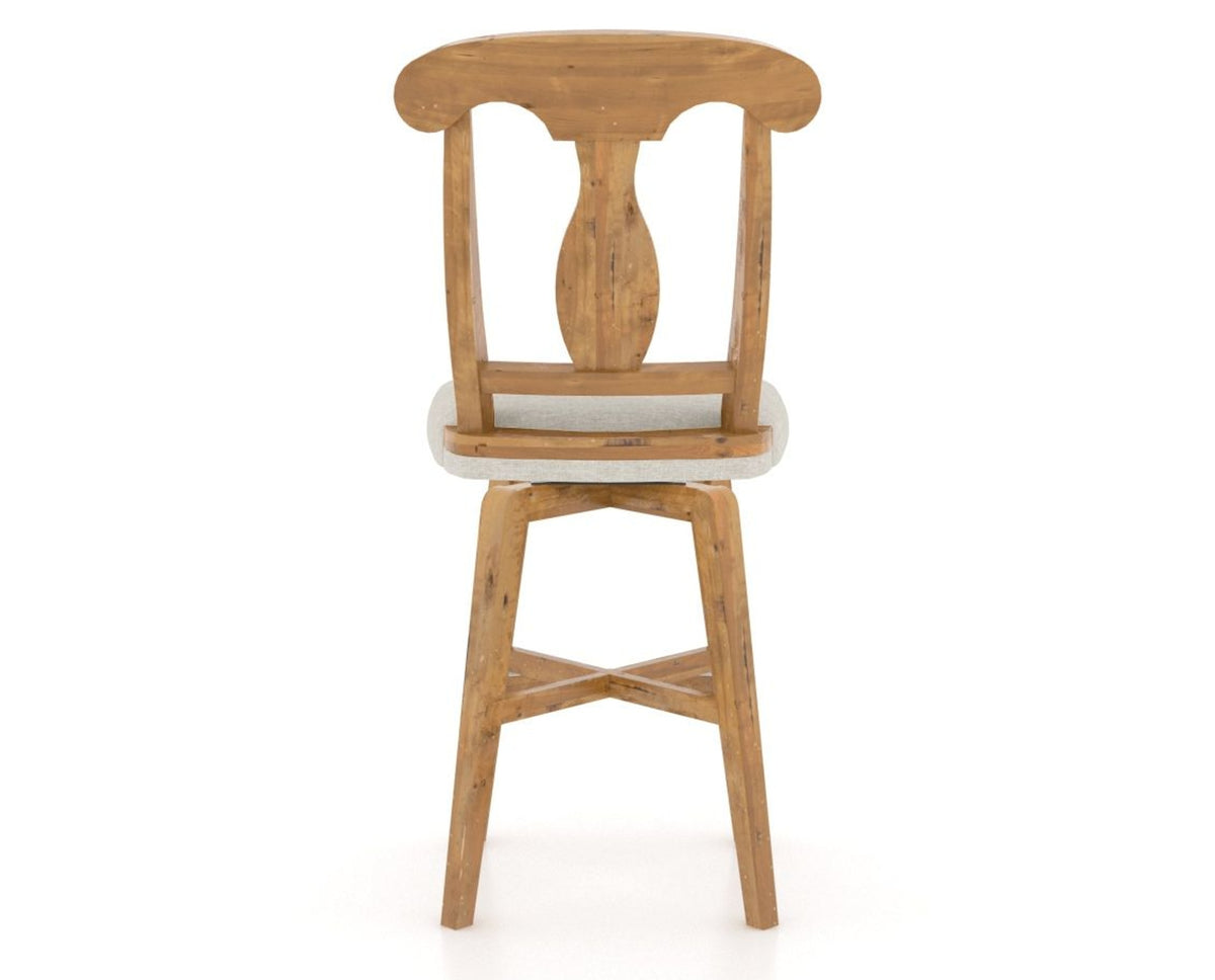 Canadel Champlain Swivel Counter Stool 7600 in TB Fabric and 01 Honey Washed, back view