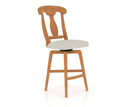 Canadel Swivel Counter Stool 7600 in Honey Washed and Fabric TB, three-quarter view