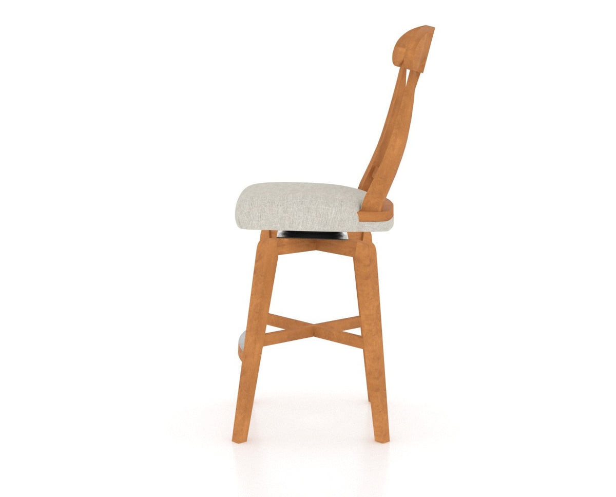 Canadel Swivel Counter Stool 7600 in Honey Washed and Fabric TB, side view