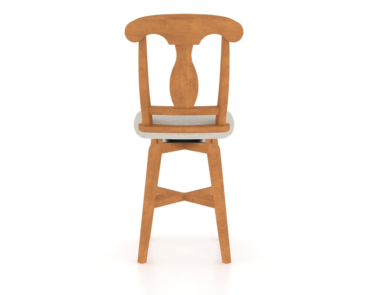 Canadel Swivel Counter Stool 7600 in Honey Washed and Fabric TB, back view