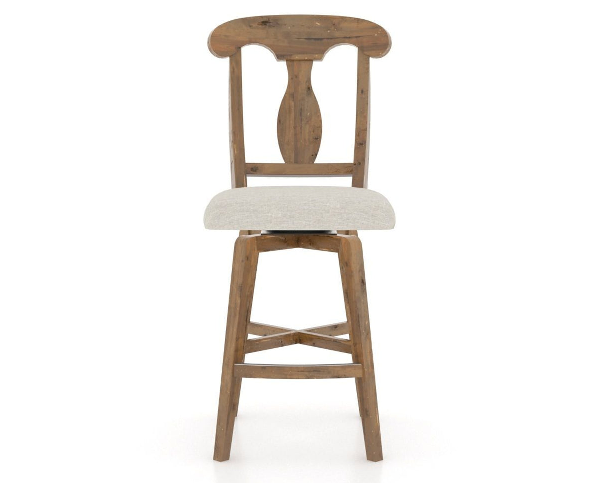 Canadel Champlain Swivel Counter Stool 7600 in TB Fabric and 03 Oak Washed, front view