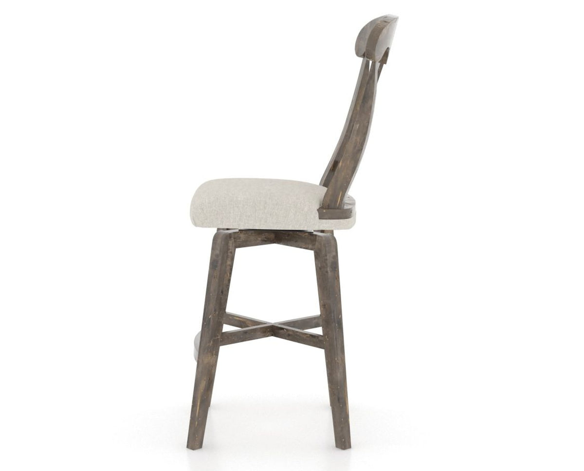 Canadel Champlain Swivel Counter Stool 7600 in TB Fabric and 08 Shadow, side view