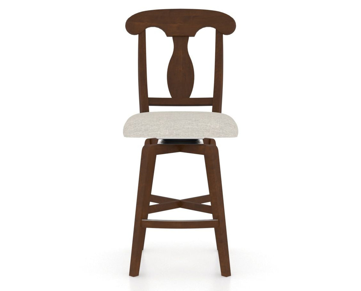 Canadel Swivel Counter Stool 7600 in TB Fabric and 19 Cognac Washed, front view