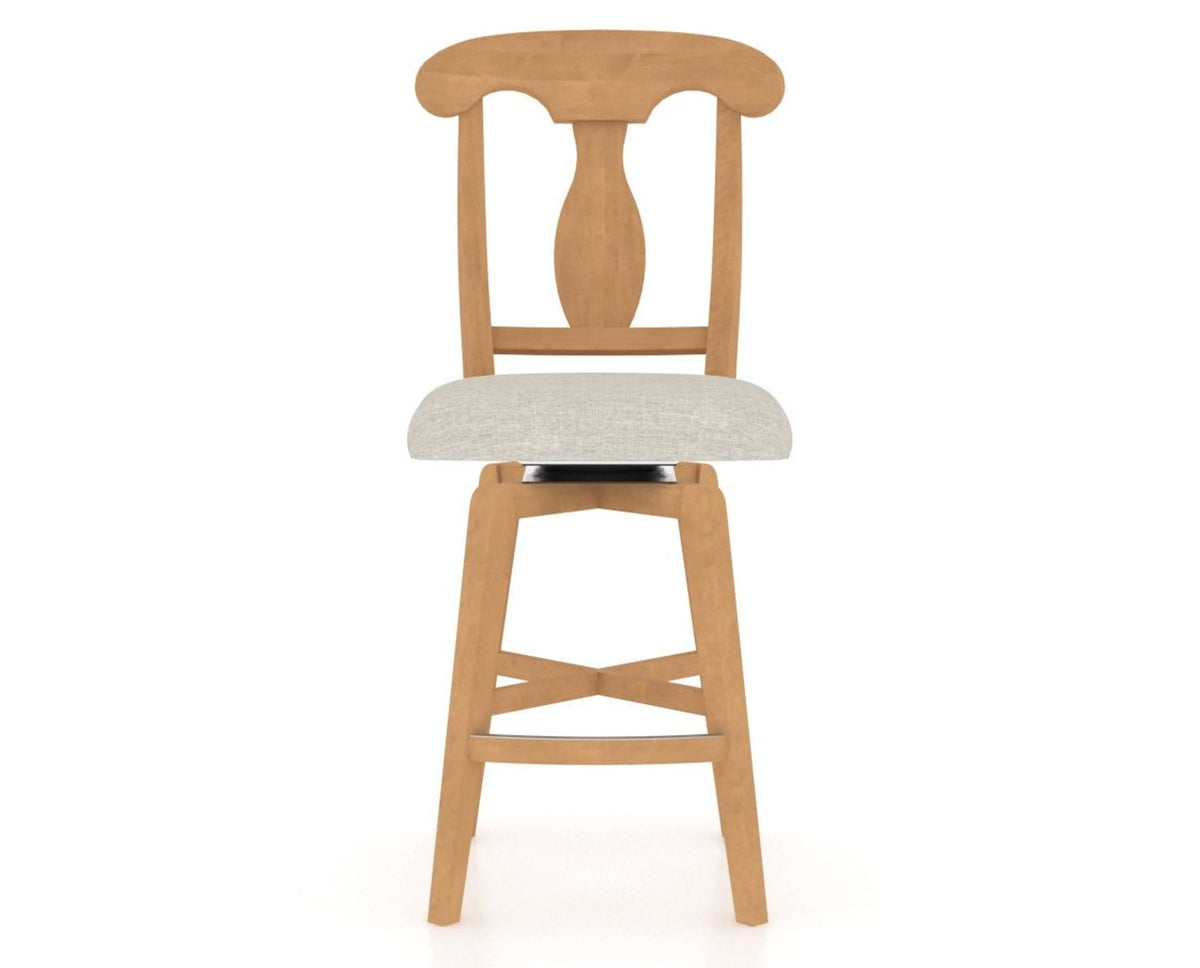 Canadel Swivel Counter Stool 7600 in TB Fabric and 20 Caramel Washed, front view