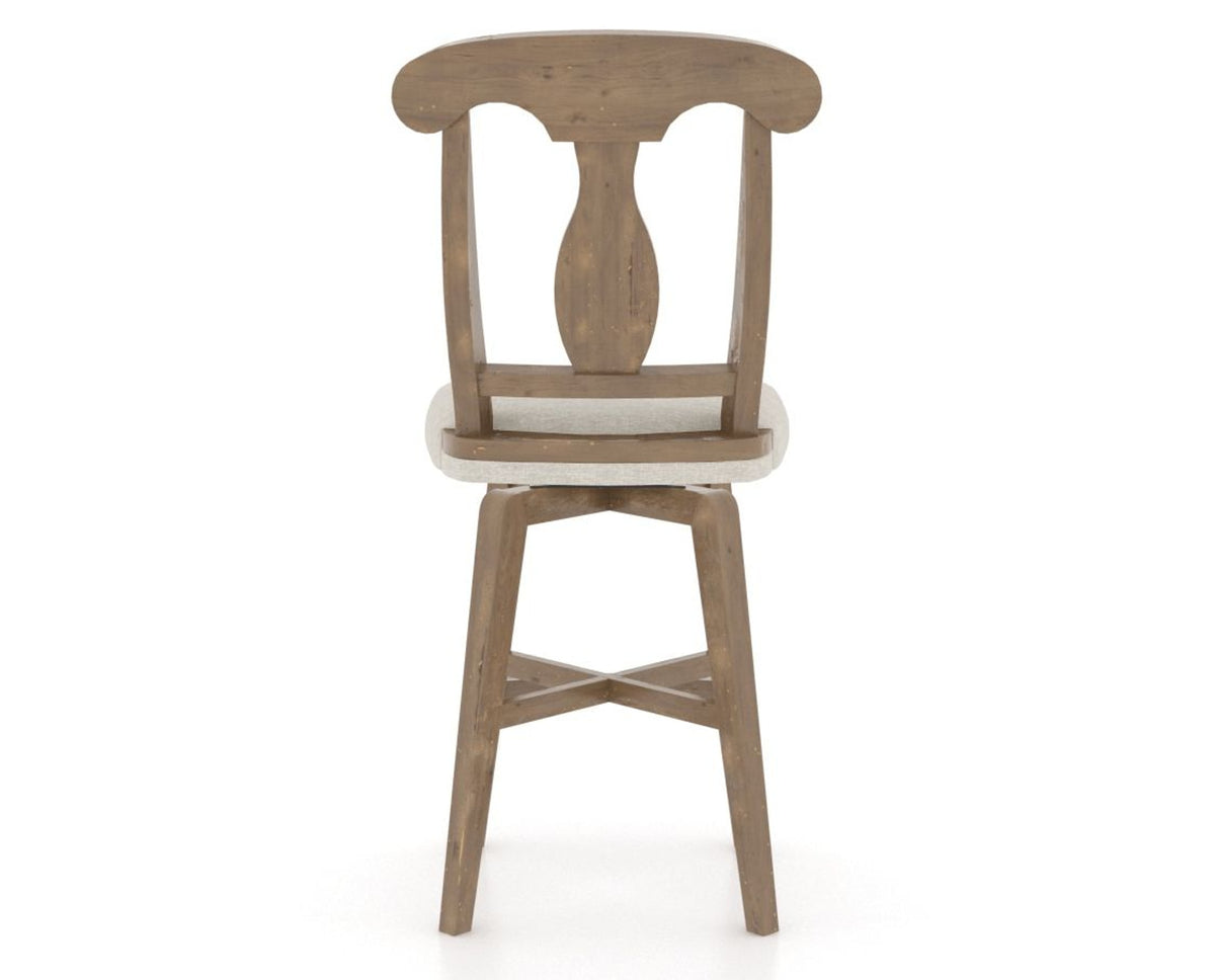 Canadel Champlain Swivel Counter Stool 7600 in TB Fabric and 25 Pecan Washed, back view