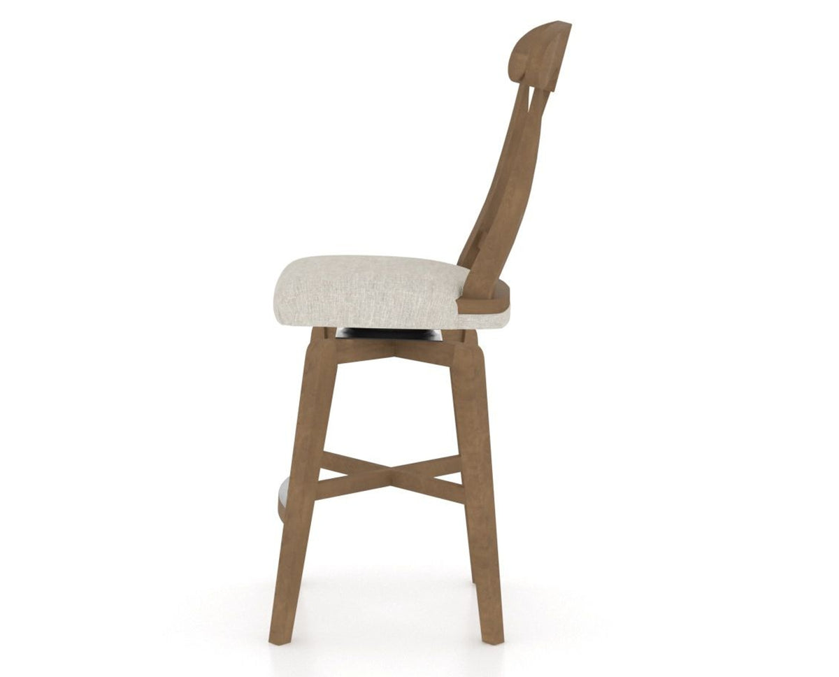 Canadel Swivel Counter Stool 7600 in TB Fabric and 25 Pecan Washed, side view