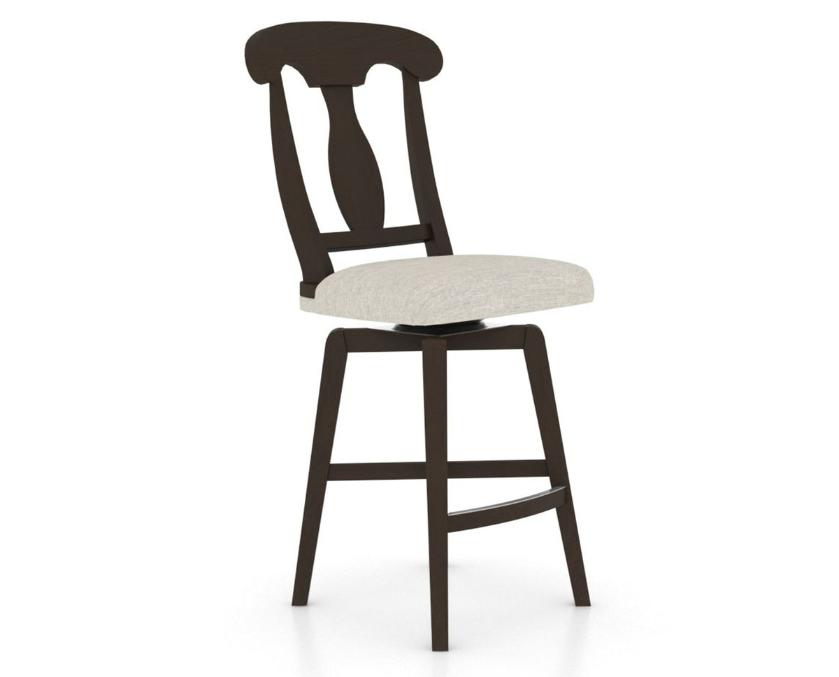 Canadel Swivel Counter Stool 7600 in TB Fabric and 59 Davy's Grey, three-quarter view