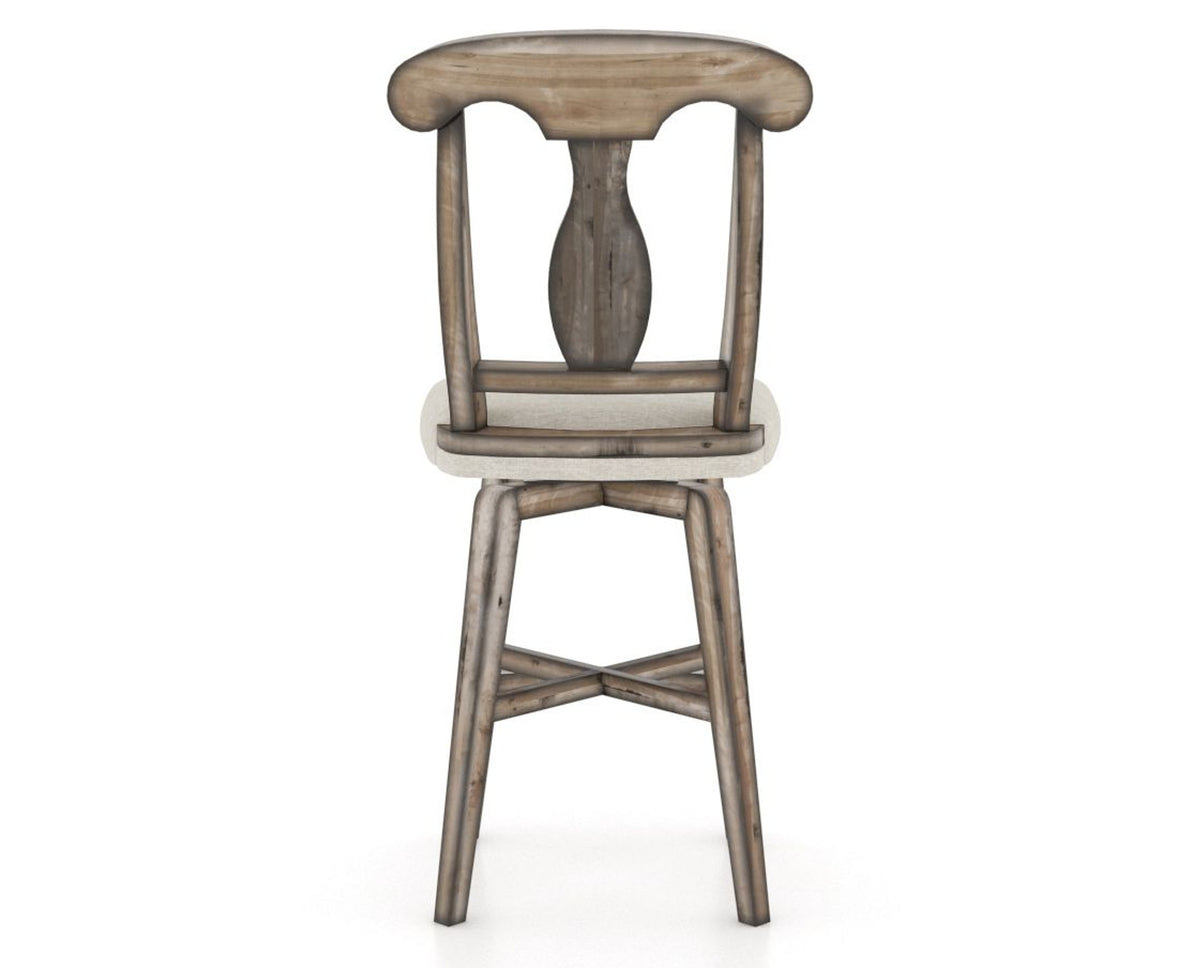 Canadel Champlain Swivel Counter Stool 7600 in TB Fabric and 72 Heritage Nature, back view