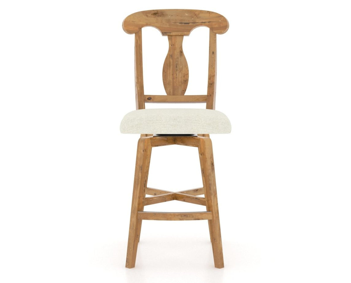 Canadel Champlain Swivel Counter Stool 7600 in TW Fabric and 01 Honey Washed, front view