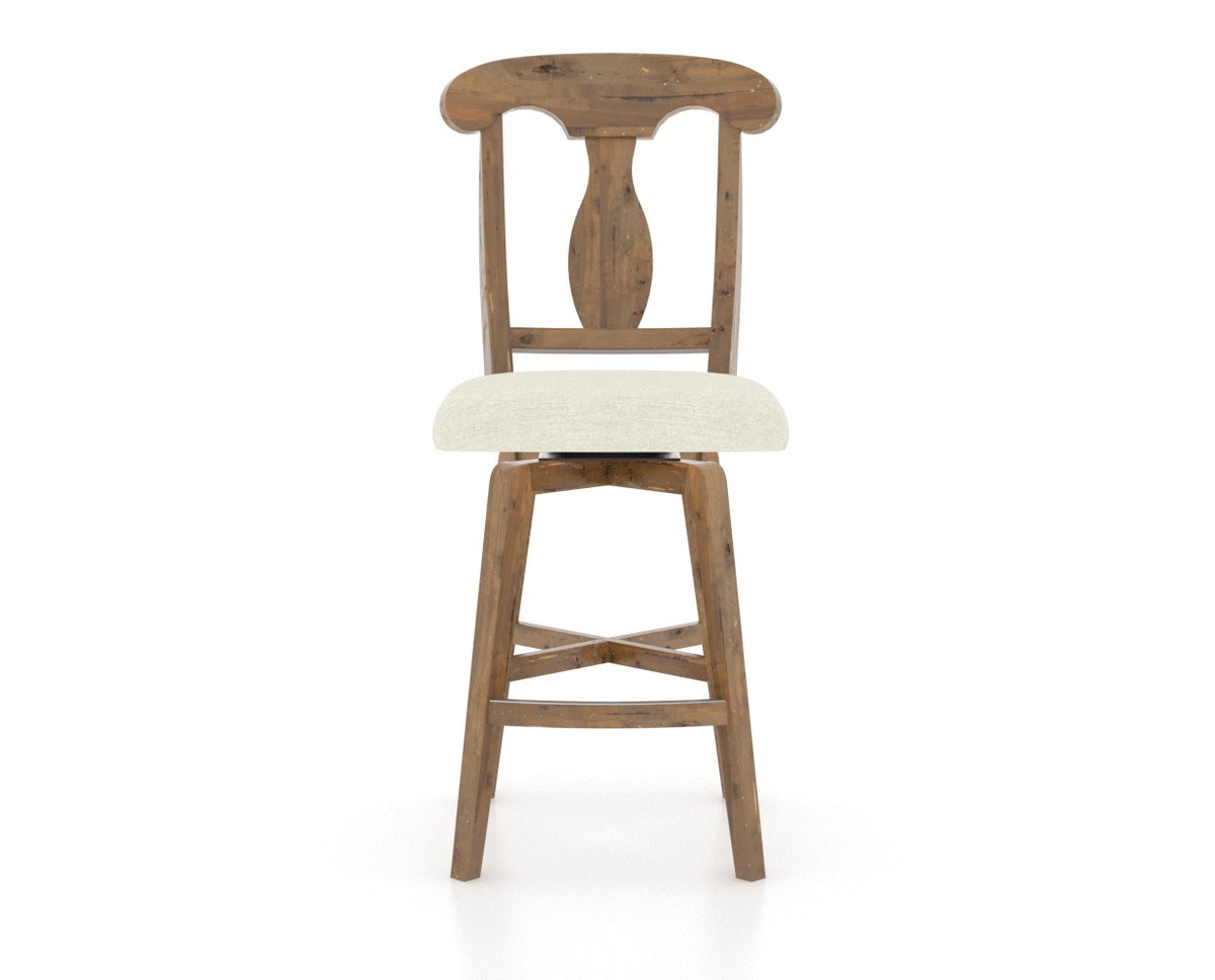 Canadel Champlain Swivel Counter Stool 7600 in Oak Washed and Fabric TW, front view
