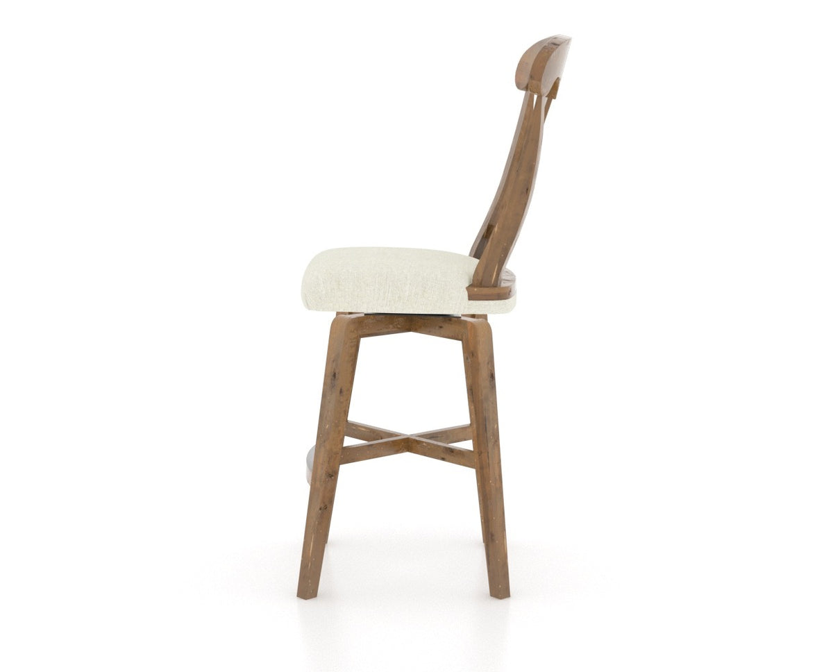 Canadel Champlain Counter Stool 7600 in Oak Washed and Fabric TW, side view