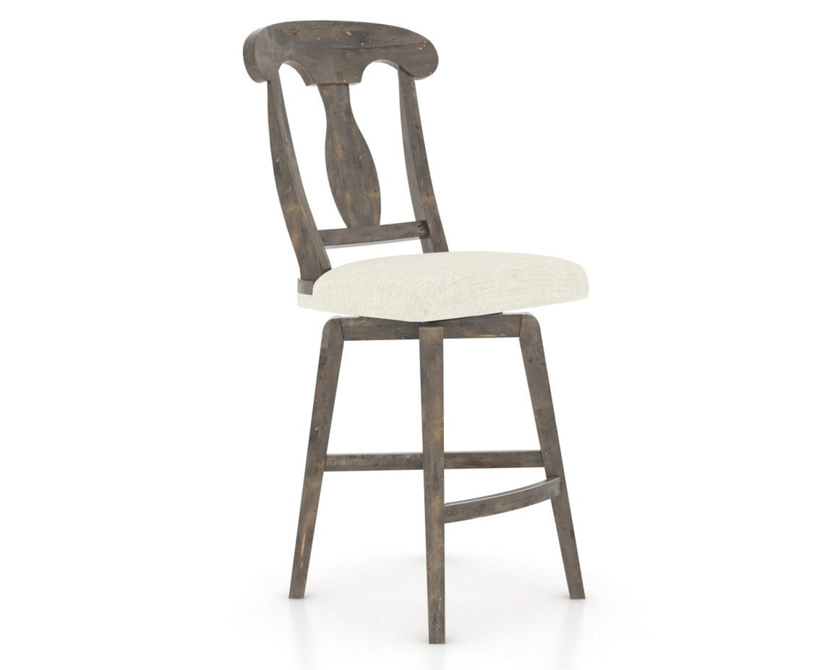 Canadel Champlain Swivel Counter Stool 7600 in TW Fabric and 08 Shadow, three-quarter view