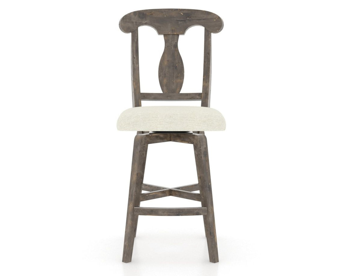 Canadel Champlain Swivel Counter Stool 7600 in TW Fabric and 08 Shadow, front view