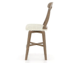 Canadel Champlain Swivel Counter Stool 7600 in TW Fabric and 25 Pecan Washed, side view
