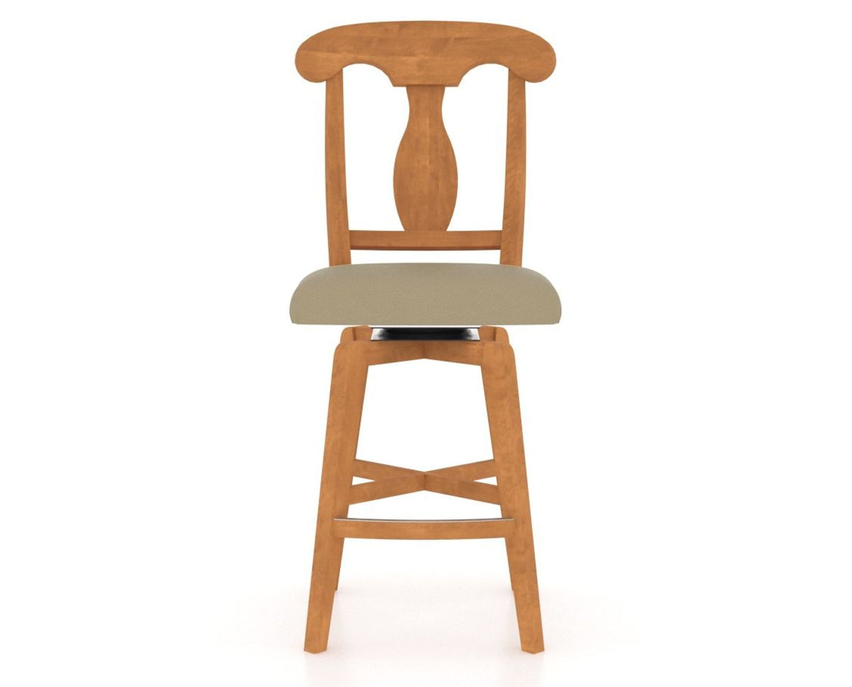 Canadel Swivel Counter Stool 7600 in XY Faux Leather and 01 Honey Washed, front view