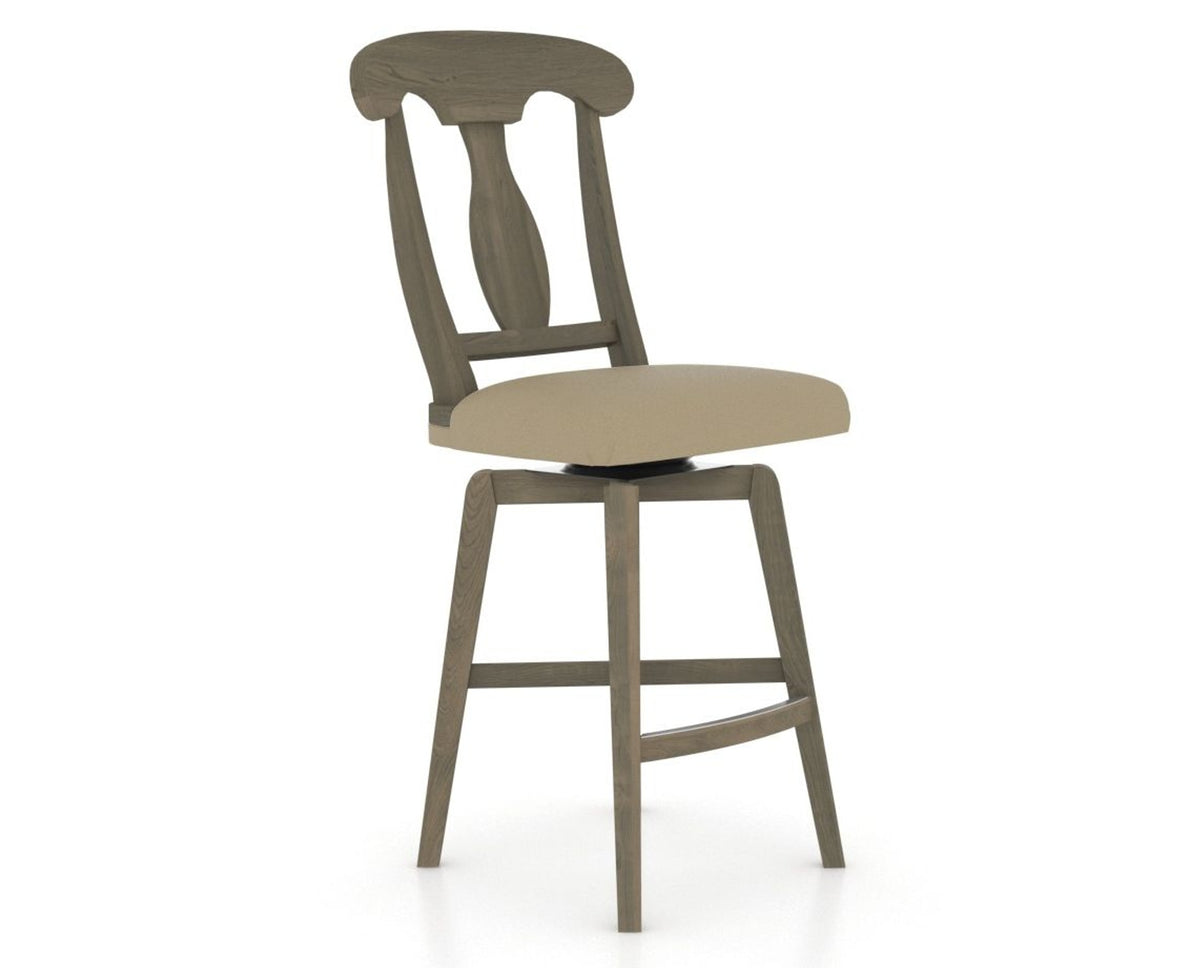 Canadel Swivel Counter Stool 7600 in XY Faux Leather and 08 Shadow, three-quarter view