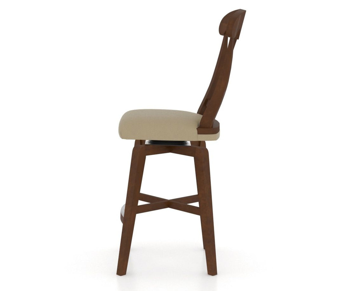 Canadel Swivel Counter Stool 7600 in XY Faux Leather and 19 Cognac Washed, side view