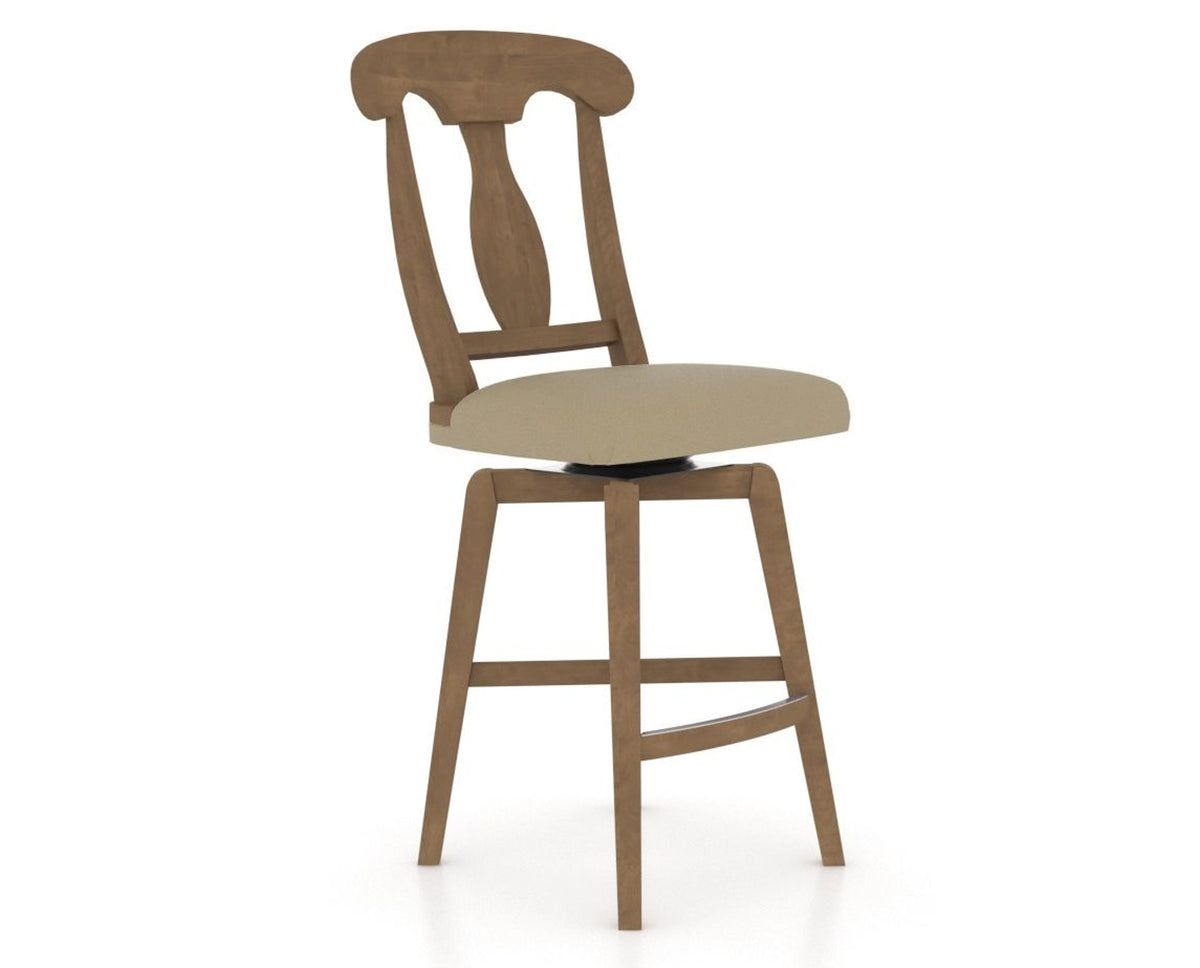 Canadel Swivel Counter Stool 7600 in XY Faux Leather and 25 Pecan Washed, three-quarter view