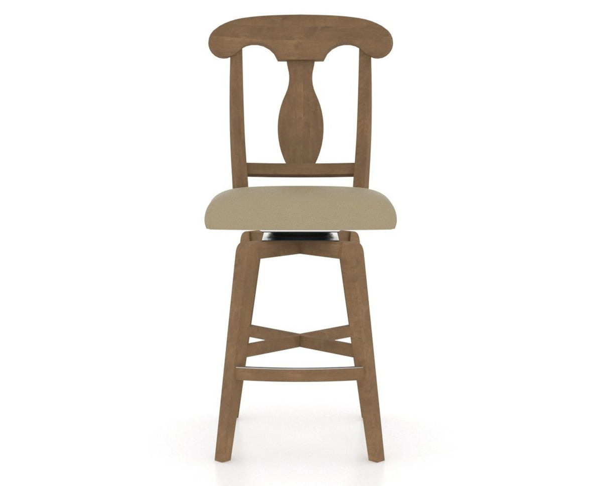 Canadel Swivel Counter Stool 7600 in XY Faux Leather and 25 Pecan Washed, front view