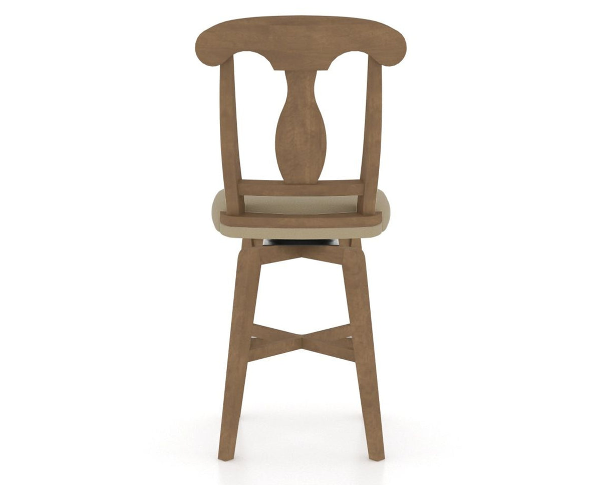 Canadel Swivel Counter Stool 7600 in XY Faux Leather and 25 Pecan Washed, back view