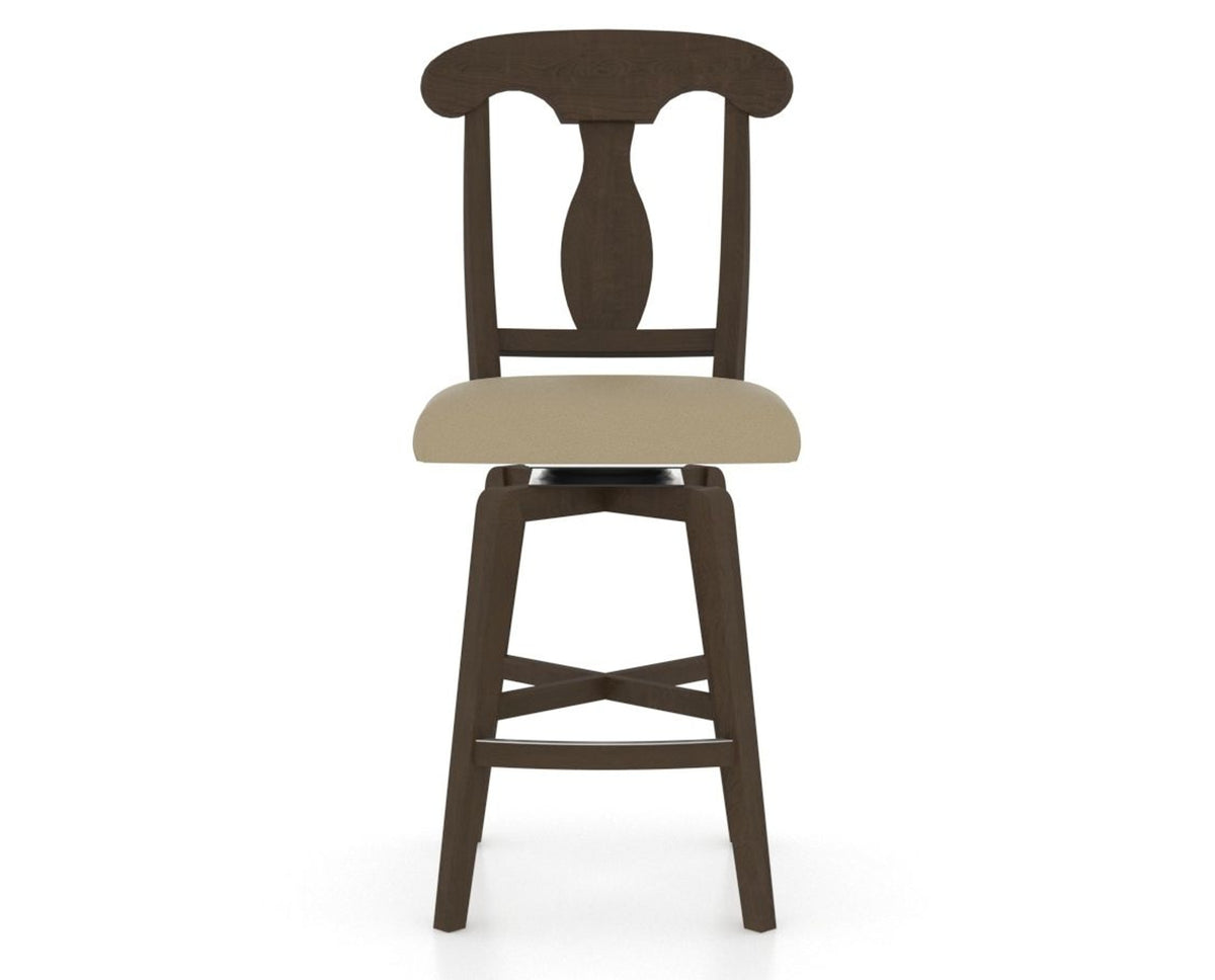 Canadel Swivel Counter Stool 7600 in XY Faux Leather and 29 Hazelnut Washed, front view