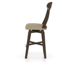 Canadel Swivel Counter Stool 7600 in XY Faux Leather and 29 Hazelnut Washed, side view