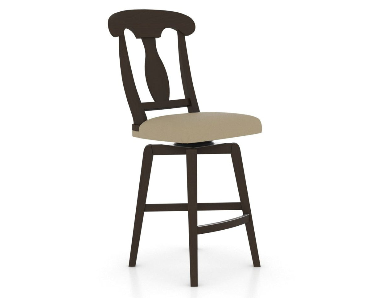 Canadel Swivel Counter Stool 7600 in XY Faux Leather and 59 Davy's Grey, three-quarter view