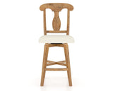 Canadel Champlain Swivel Counter Stool 7600 in YJ Faux Leather and 01 Honey Washed, front view
