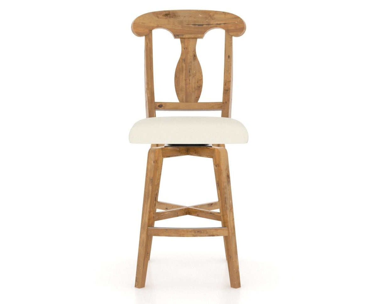 Canadel Champlain Swivel Counter Stool 7600 in YJ Faux Leather and 01 Honey Washed, front view