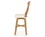 Canadel Champlain Swivel Counter Stool 7600 in YJ Faux Leather and 01 Honey Washed, side view