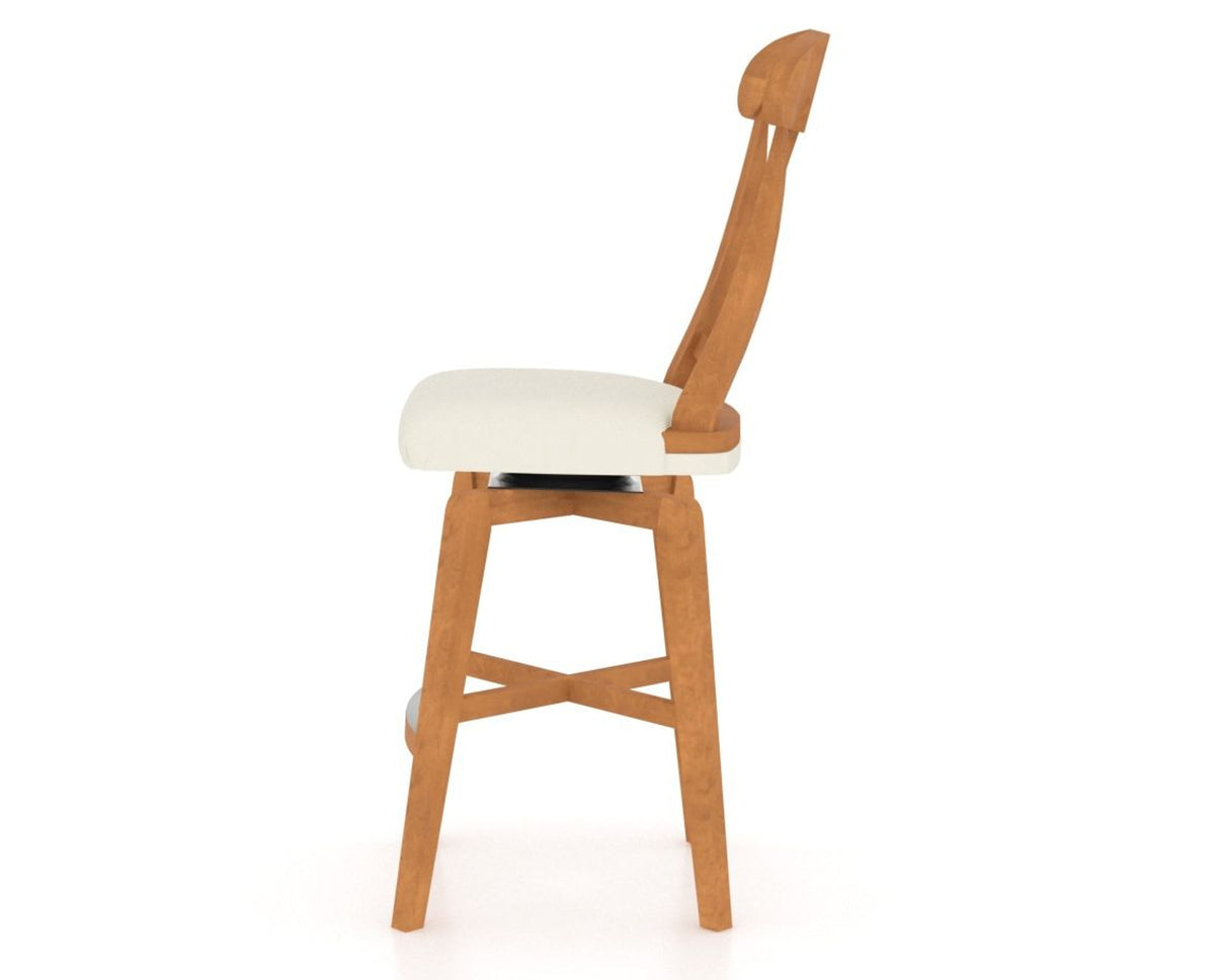 Canadel Swivel Counter Stool 7600 in YJ Faux Leather and 01 Honey Washed, side view
