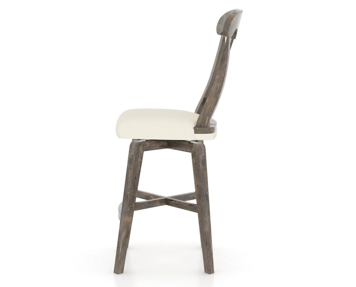 Canadel Champlain Swivel Counter Stool 7600 in YJ Faux Leather and 08 Shadow, side view