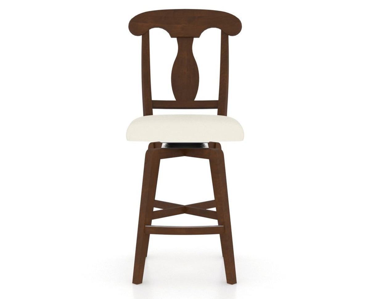 Canadel Swivel Counter Stool 7600 in YJ Faux Leather and 19 Cognac Washed, front view