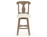 Canadel Champlain Swivel Counter Stool 7600 in YJ Faux Leather and 25 Pecan Washed, front view