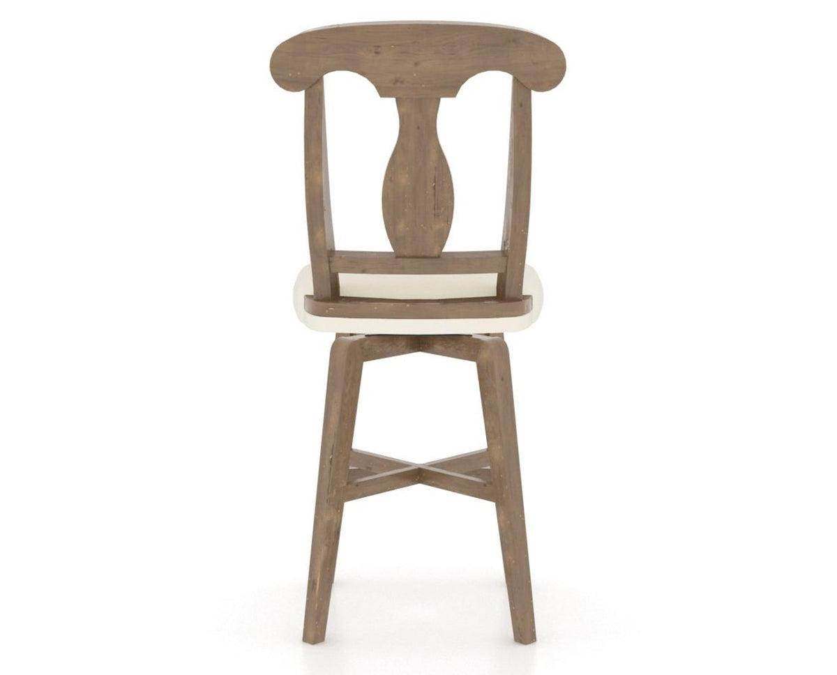 Canadel Champlain Swivel Counter Stool 7600 in YJ Faux Leather and 25 Pecan Washed, back view