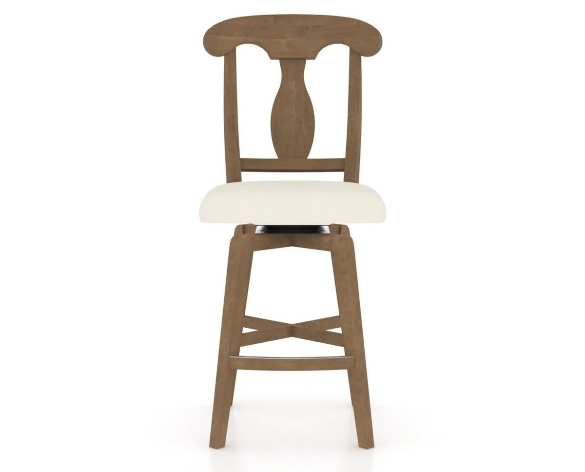 Canadel Swivel Counter Stool 7600 in YJ Faux Leather and 25 Pecan Washed, front view