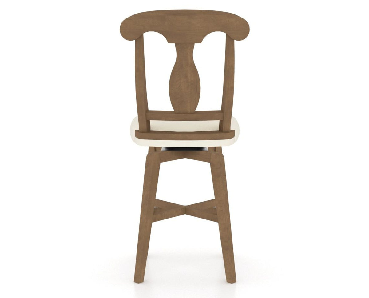 Canadel Swivel Counter Stool 7600 in YJ Faux Leather and 25 Pecan Washed, back view