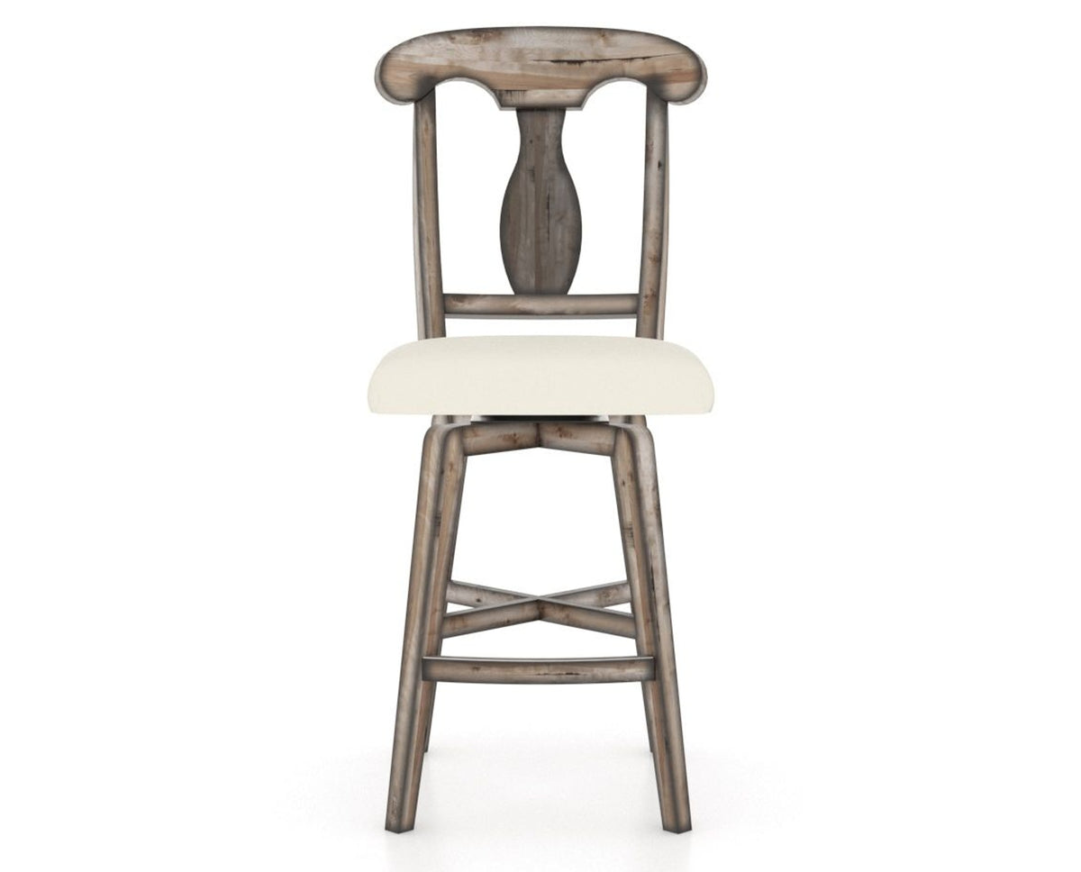 Canadel Champlain Swivel Counter Stool 7600 in YJ Faux Leather and 72 Heritage Nature, front view