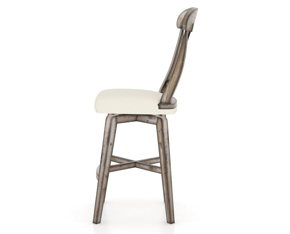 Canadel Champlain Swivel Counter Stool 7600 in YJ Faux Leather and 72 Heritage Nature, side view