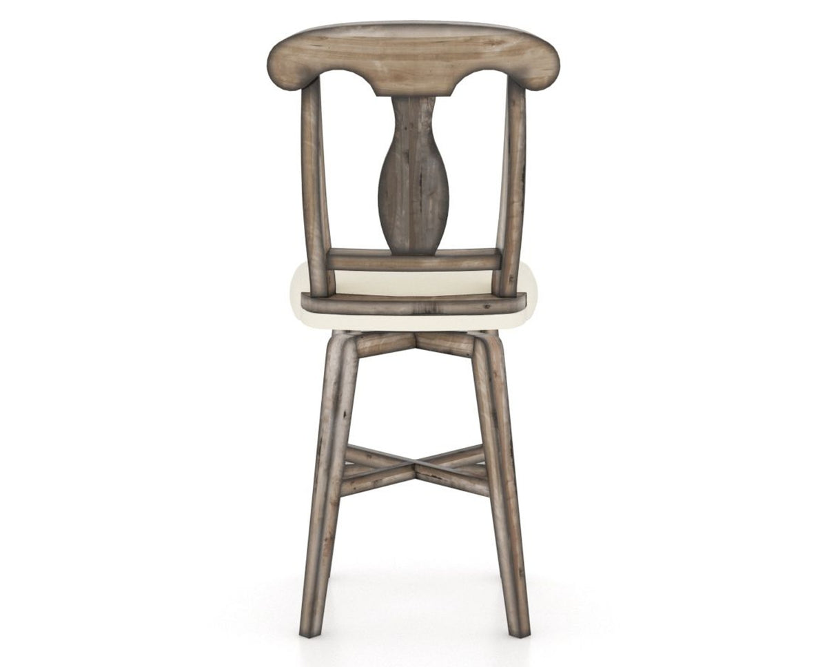 Canadel Champlain Swivel Counter Stool 7600 in YJ Faux Leather and 72 Heritage Nature, back view
