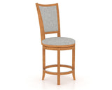 Canadel Upholstered Counter Stool 8003 in 7C Fabric and 01 Honey Washed and Swivel Base, three-quarter view