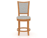 Canadel Upholstered Counter Stool 8003 in 7C Fabric and 01 Honey Washed and Swivel Base, front view