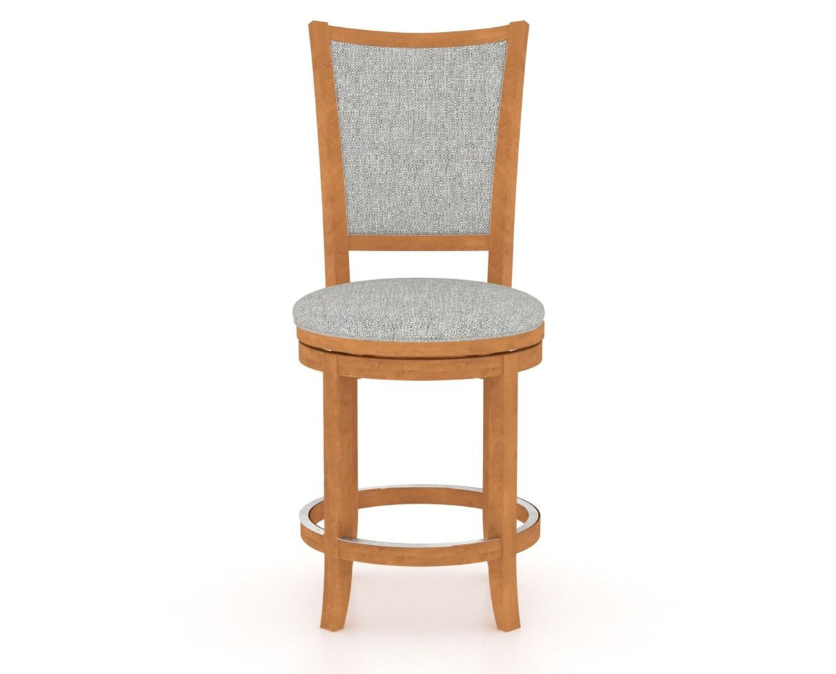 Canadel Upholstered Counter Stool 8003 in 7C Fabric and 01 Honey Washed and Swivel Base, front view