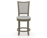 Canadel Upholstered Counter Stool 8003 in 7C Fabric and 08 Shadow and Swivel Base, front view